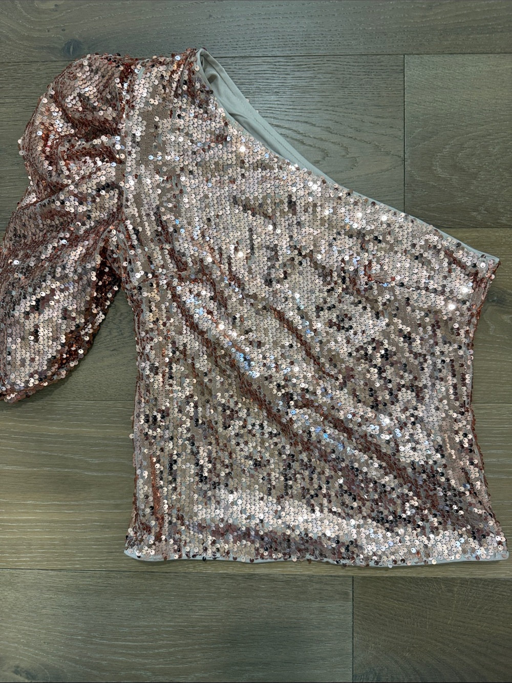 SHEIN Rose Gold One-Shoulder Sequin Camisole
